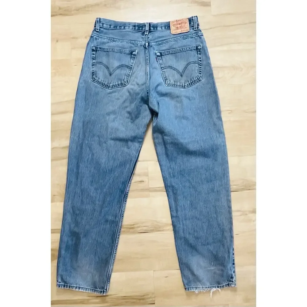 Levis 550 Relaxed Fit Jeans Men 38x34 Light Wash Blue Tapered Leg Denim